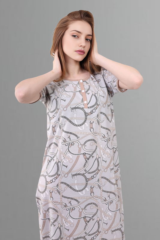 فستان نوم بأكمام قصيرة (الرمز: 1115)