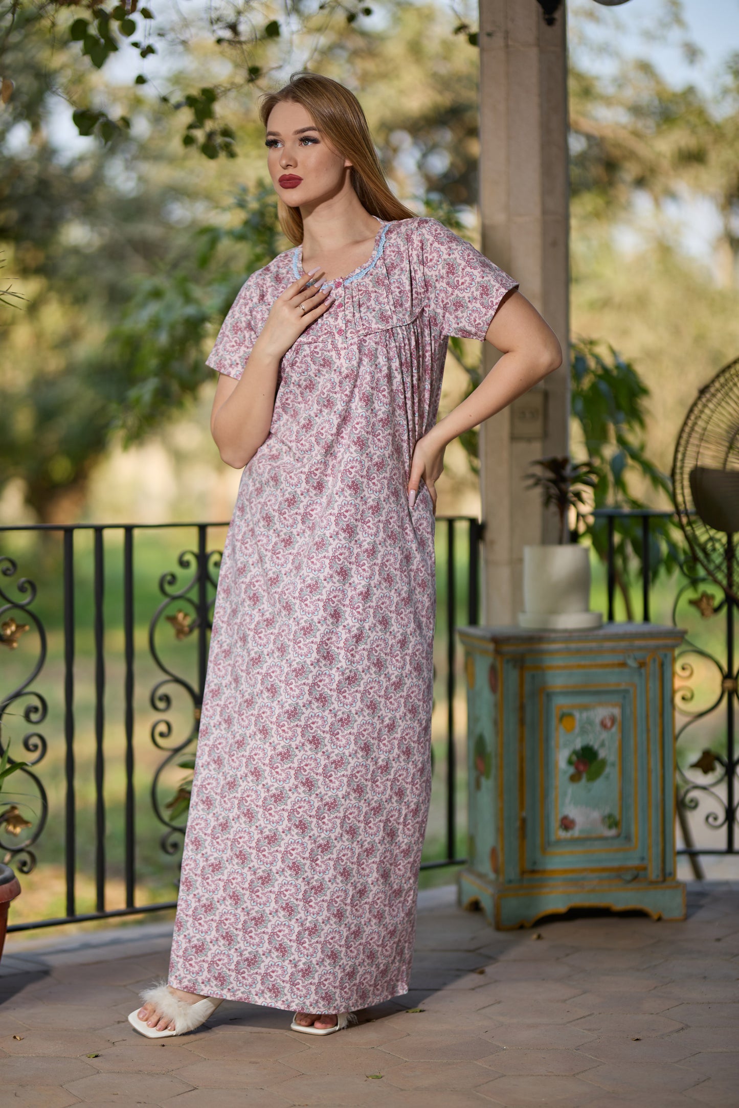 فستان نوم بأكمام قصيرة (الكود: 1152)